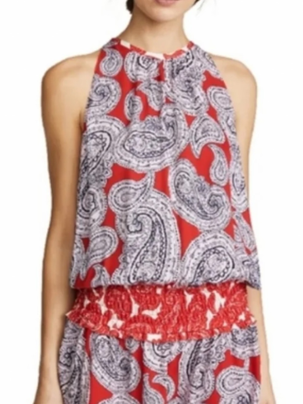 NWT Ramy Brook Paris Mini Dress sleeveless red blue $395